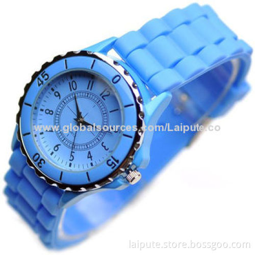 Laipute Blue Classic Women Gifts Stylish Fashion Lady Brand Quartz Round Silicone Watch